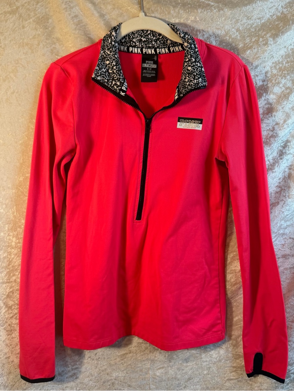 Victoria’s Secret PINK Ultimate Hot Pink Quarter Zip Pullover Size S